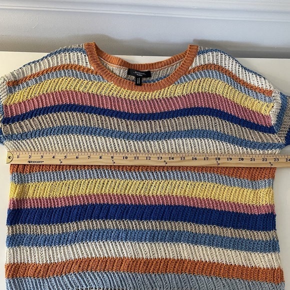 Max Mara Weekend Striped Crochet Open Knit Sweater Size S Boho Oversized Slouchy - Picture 9 of 10